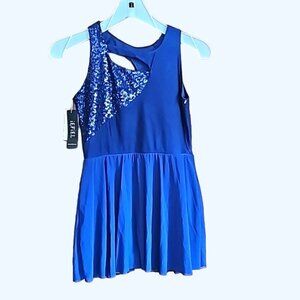 NWT iEFiEL girl's stretch dance dress sequins push button crotch gymnastics